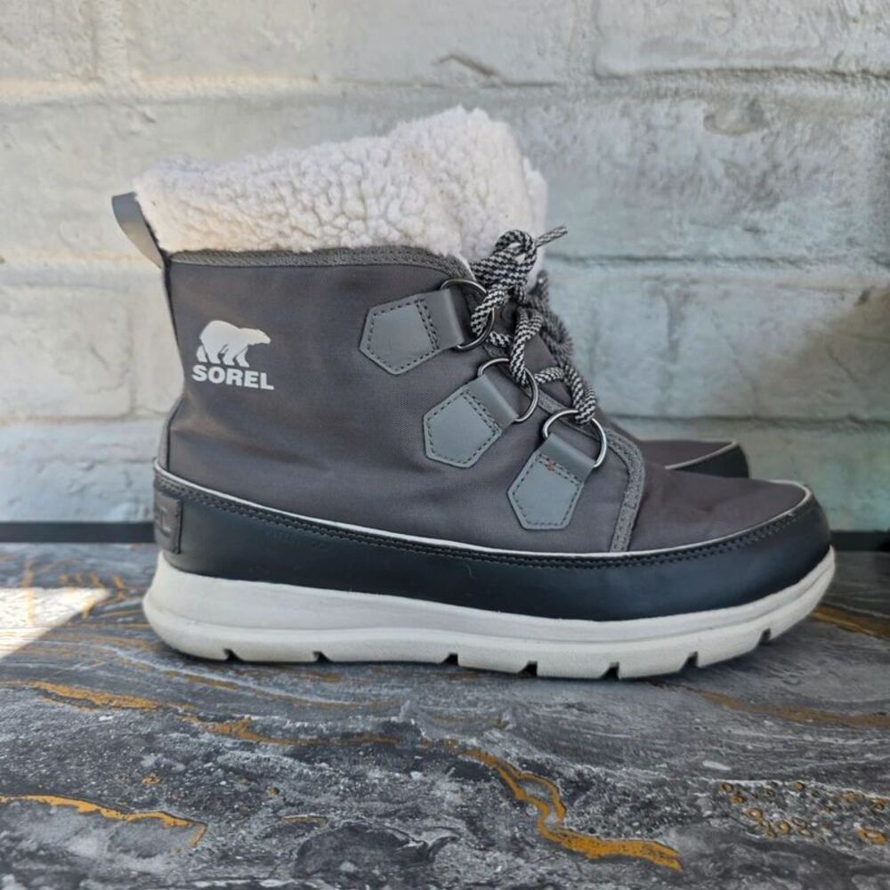 Sorel Explorer Carnival Gray Waterproof Winter Boots Size 8